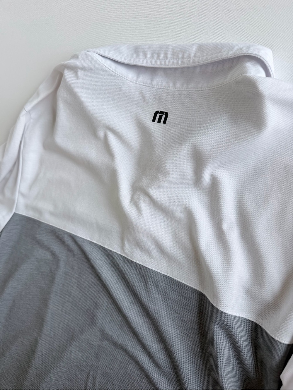 TravisMathew Pima Cotton Polo Shirt Gray White Colorblock Golf Size L - Picture 10 of 10